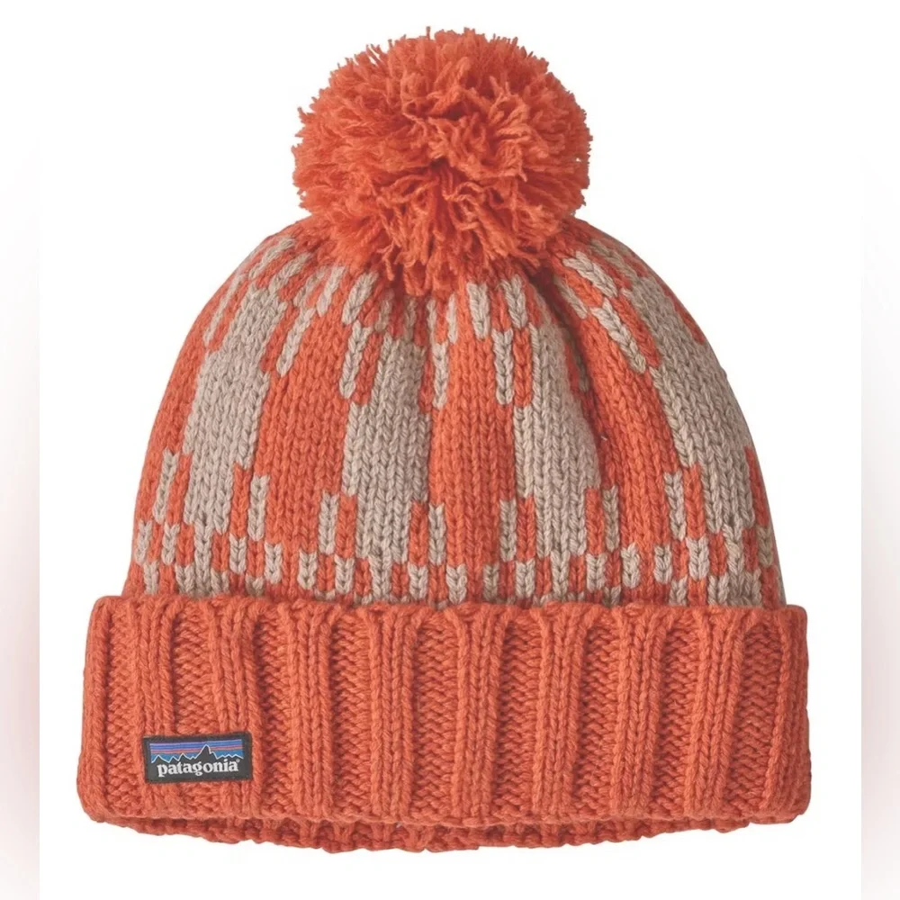 Patagonia Kids' Vibrant Orange and Cream Beanie - Picture 3 of 8